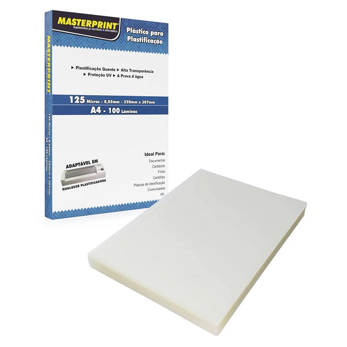 Refil de Plastificação A4 0,05 X 220 X 307 Mm com 100 Unidades