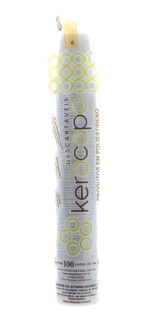 Copo Descartável 180 Ml Branco com 100 Unidades Kerocopo