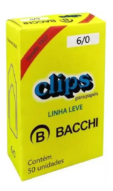 Clips Galvanizado Número 6/0 com 50 Unidades Linha Leve Bacchi
