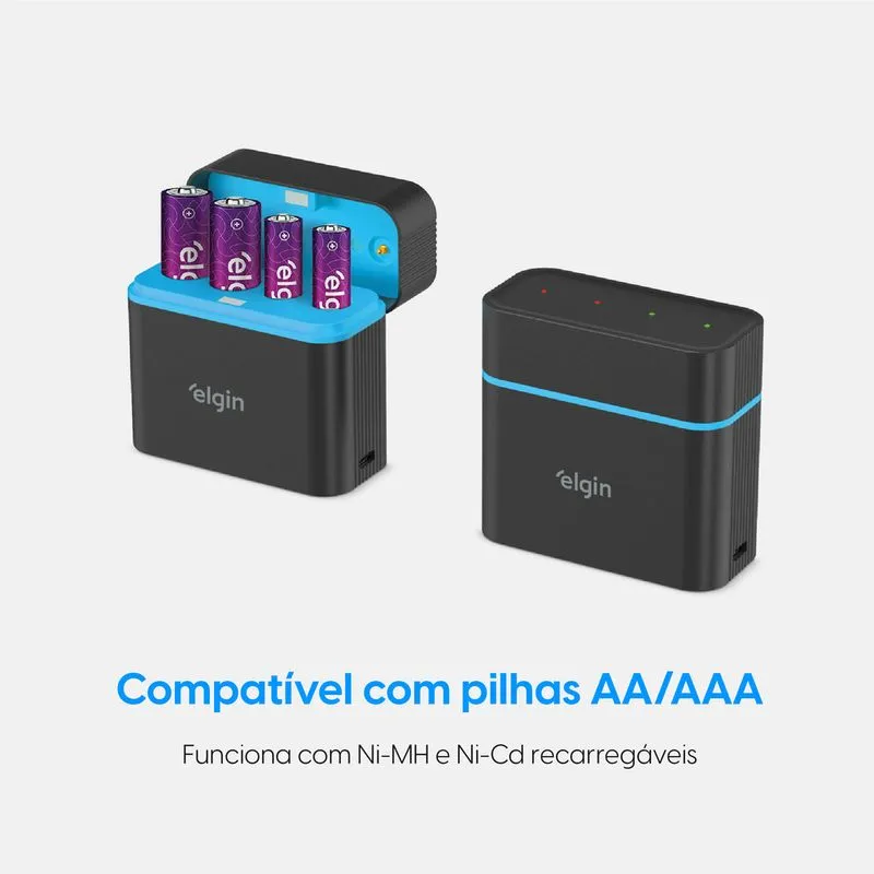 Carregador Usb Tipo C para Pilha e Bateria Elgin