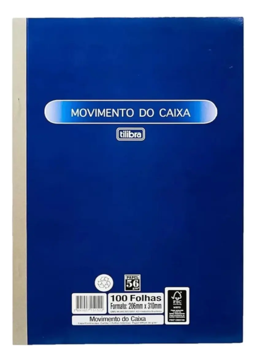 Movimento de Caixa Pequeno com 100 Folhas Impressas sem Duplicata