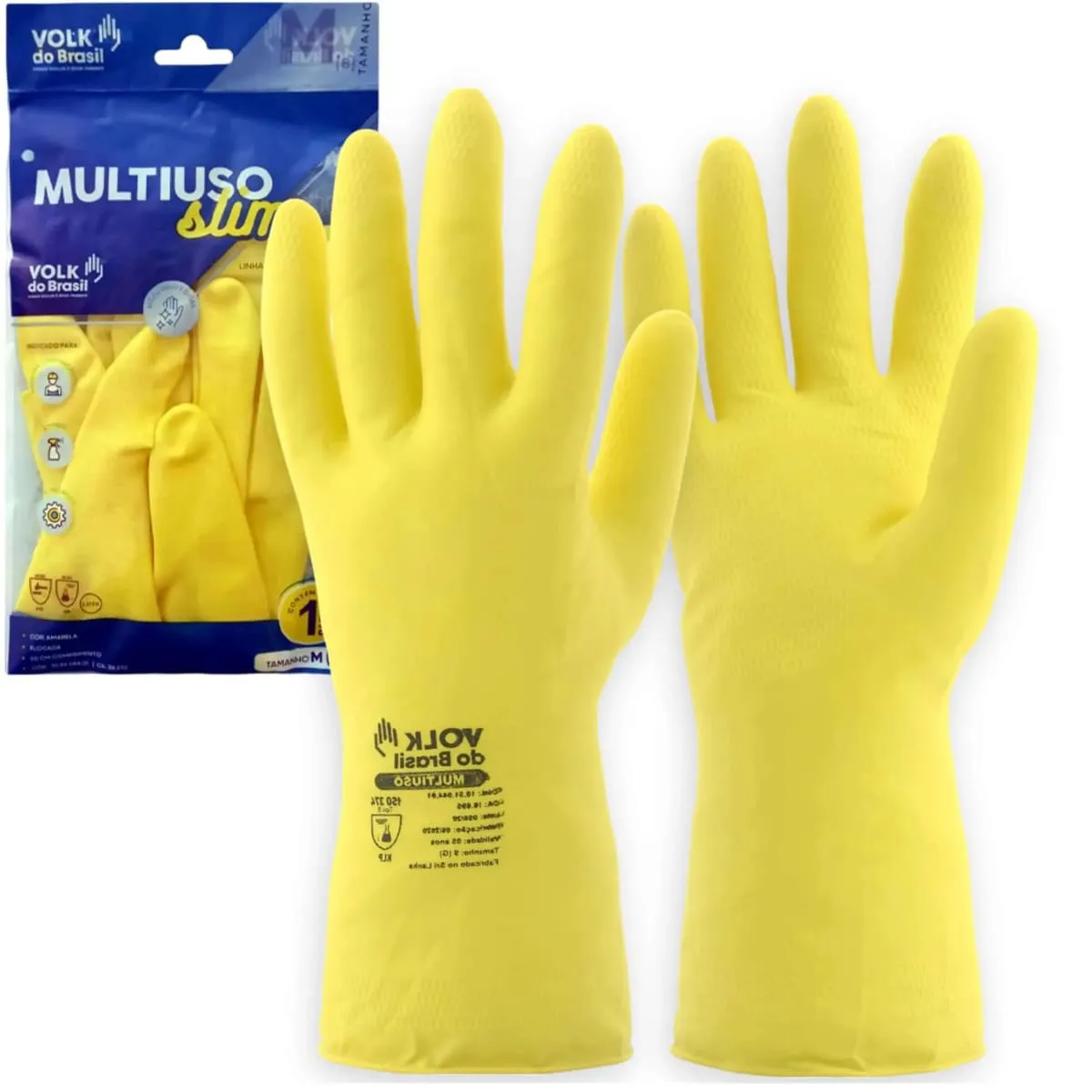 Luva de Látex Multiuso Tamanho G Amarela