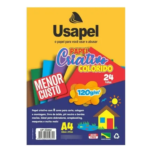 Papel A4 Usapel Neon 5 Cores 120g com 25 Folhas Filiperson