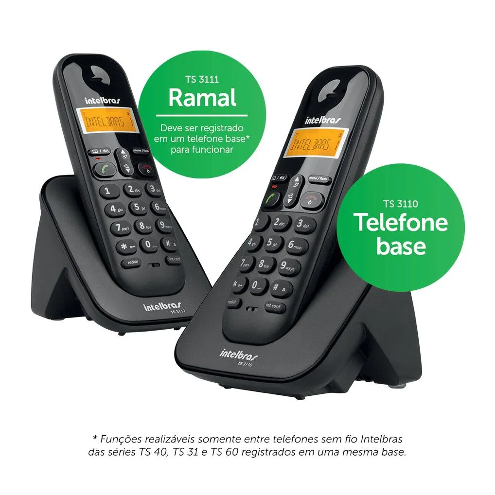 Aparelho Telefônico sem Fio Ts-3112 para Ramal Intelbras