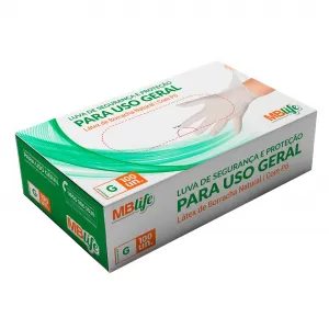 Luva de Procedimento Látex com Pó Tamanho Grande com 100 Unidades Mblife Medix