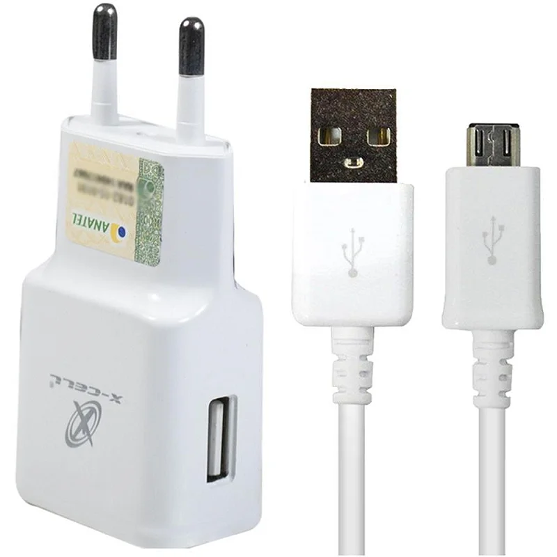 Carregador de Parede para Celular 2 em 1 Cabo Micro Usb