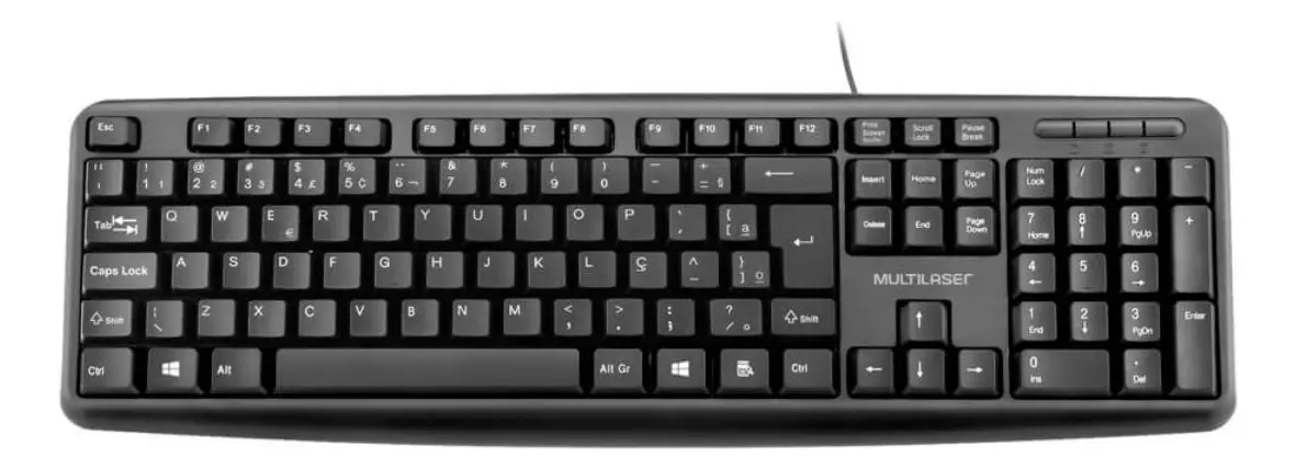 Teclado Usb Multimídia Slim Preto Multilaser