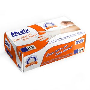 Luva de Procedimento Látex com Pó Tamanho M com 100 Unidades Mblife/medix