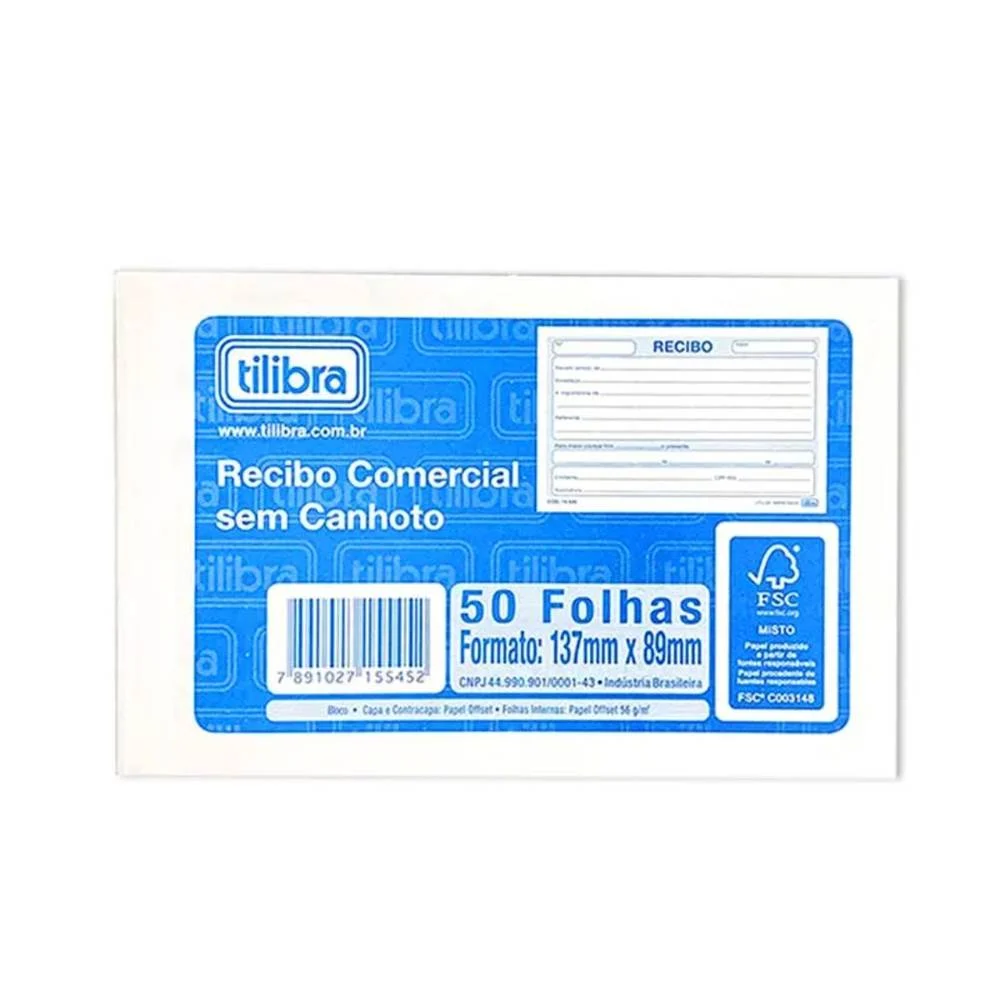 Recibo sem Canhoto com 50 Folhas
