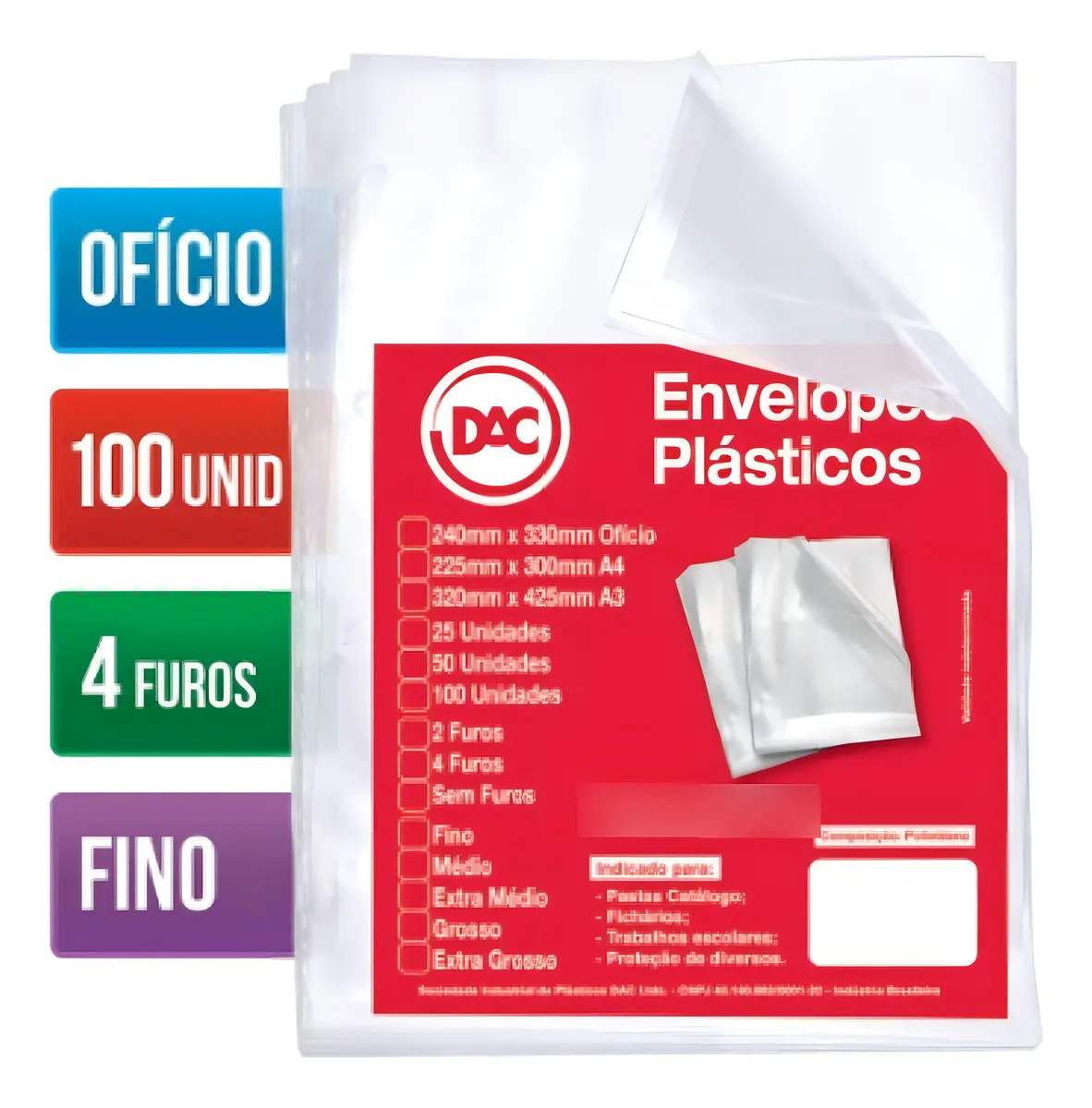 Saco Plástico Ofício com 100 4 Furos 0,15