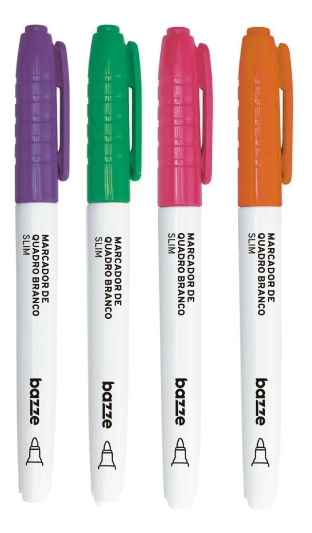 Caneta para Quadro Branco Bazze Ponta Redonda 4 Cores